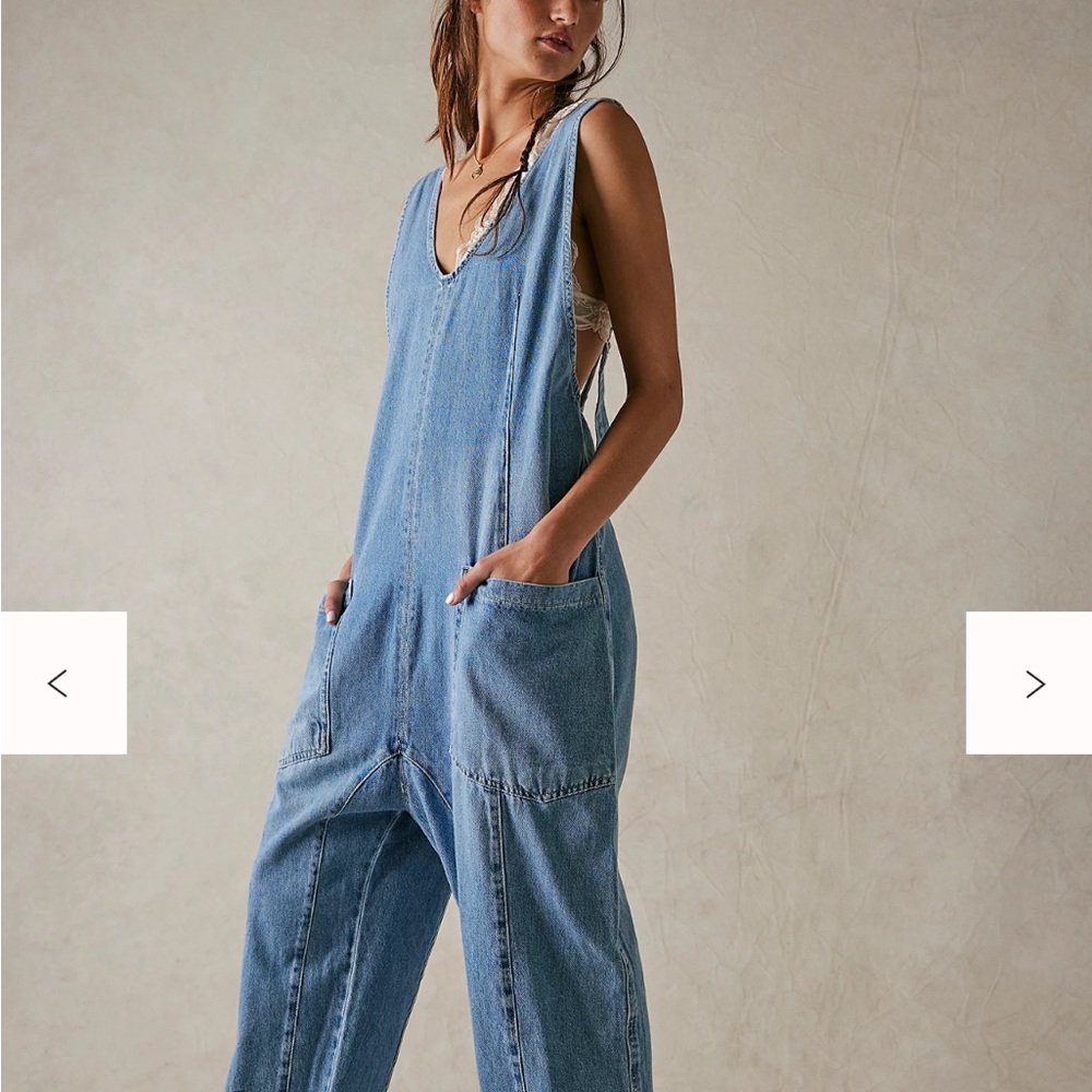Free people High Roller Denim Jumpsuit